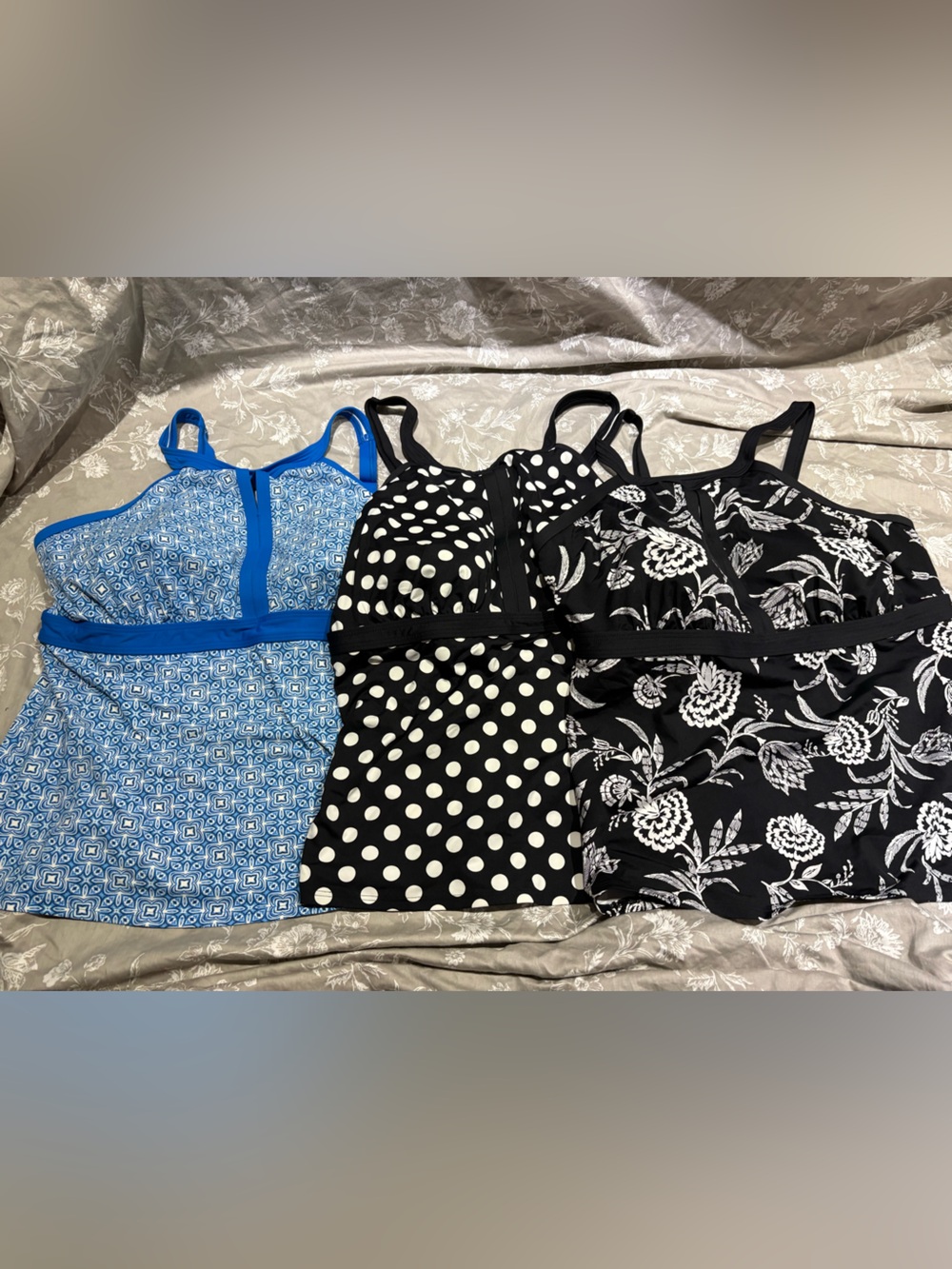 Lands End high neck 18 DDD soft cup swim top tankini 3pcs